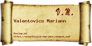 Valentovics Mariann névjegykártya